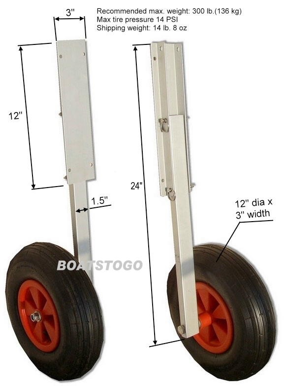 Aluminium Launching Wheels for inflatable boat dinghy.