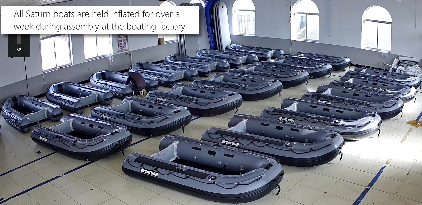 Boats are kept inflated at factory for long time