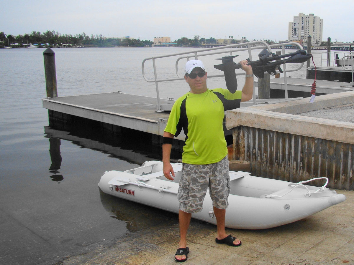 trolling Motor Lightweight Electric Outboard Motors with Adjustable Handle,  Hand-Steer Trolling Motor for Canoe/Pontoon Boat, 55lb Thrust Boat Motor