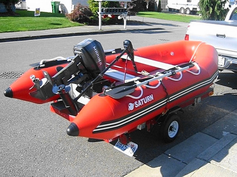 Saturn 12' inflatable sport runabouts are largest boats with air floor.
