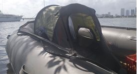 Tent installed in SD518 inflatable boat