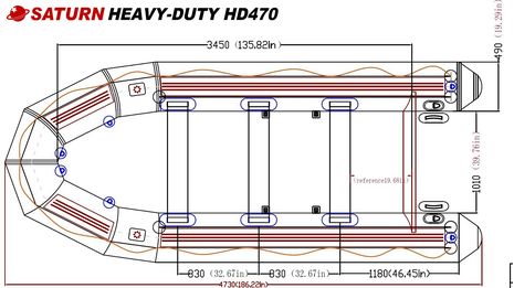 Saturn Heavy Duty Inflatable Boat HD470